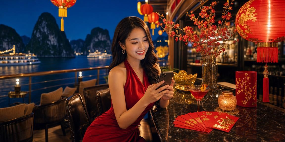 Không khí lễ hội với đèn lồng và bao lì xì trên vịnh Hạ Long gợi nhớ chương trình thưởng đặc biệt